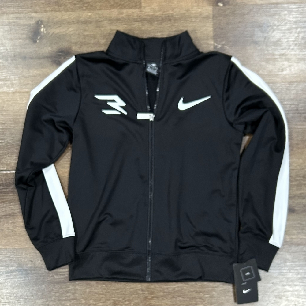 Nike X Russel Black and White Kids Zip-Up Hoodie Jacket